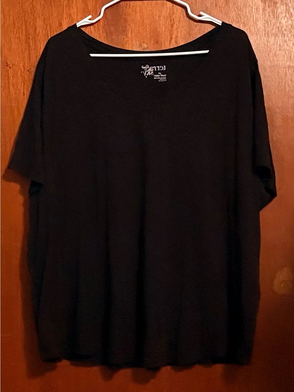 Womens 3X Terra & Sky Black V-Neck Short Sleeve T-Shirt Plus Size Casual Top